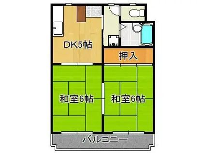 シャトレ安部山(2DK/3階)の間取り写真