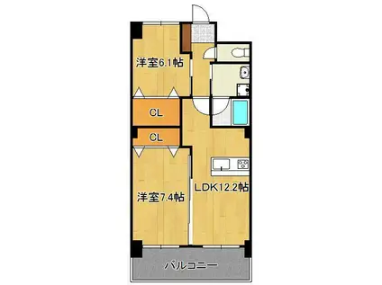 日豊本線 小波瀬西工大前駅 徒歩4分 10階建 築18年(2LDK/3階)の間取り写真