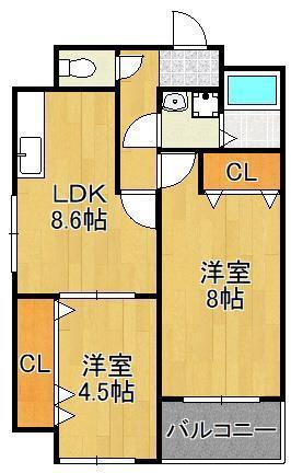 アネシス(2LDK/5階)の間取り写真