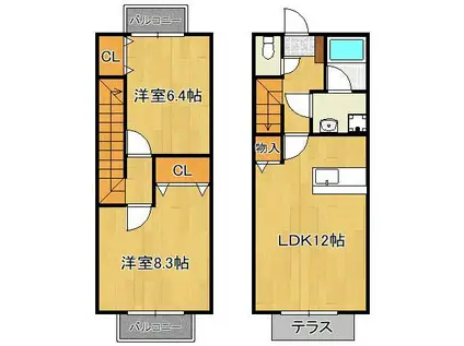 プレザントタウンA(2LDK/1階)の間取り写真