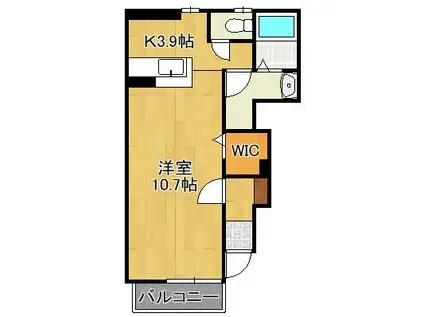 クリスマスローズⅢ(1K/1階)の間取り写真