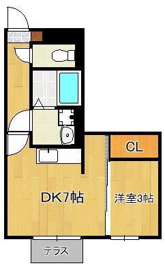 セジュールオッツ壱番館(1DK/1階)の間取り写真