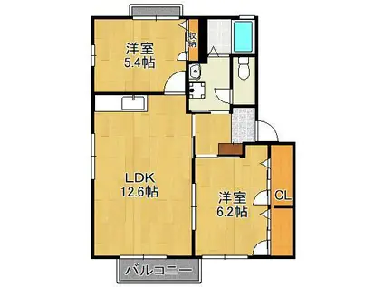 プリマヴェーラB棟(2LDK/2階)の間取り写真