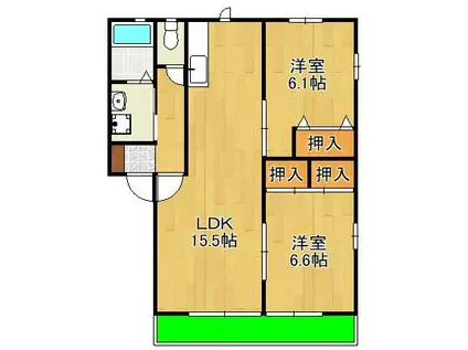 アヴェニールパルク21Ⅱ・A棟(2LDK/1階)の間取り写真