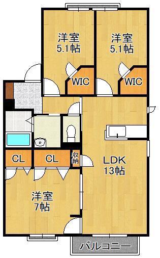 アヴェニールせいわ A棟(3LDK/2階)の間取り写真