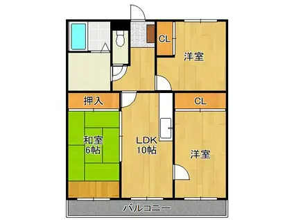 ナセール・リベルタ(3LDK/2階)の間取り写真