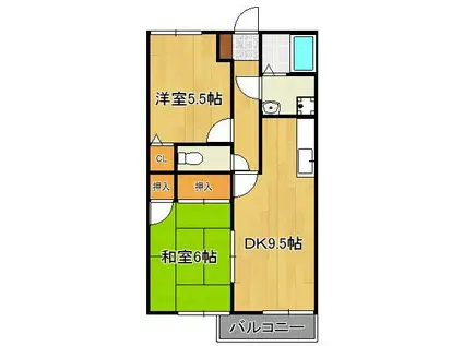 カトルセゾン(2DK/1階)の間取り写真