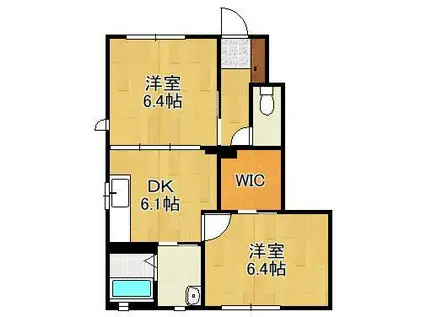 エーアスト湯川A(2DK/1階)の間取り写真