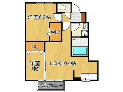 エスペランサ中曽根(2LDK/1階)の間取り写真