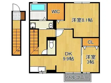 エスペランサ中曽根(2DK/2階)の間取り写真