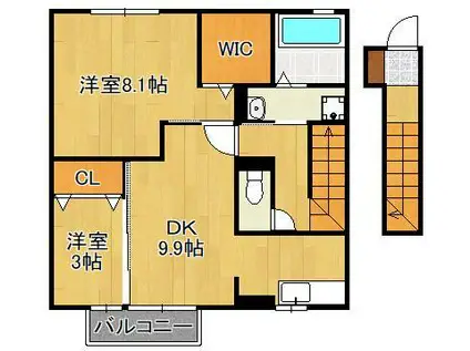 エスペランサ中曽根(2DK/2階)の間取り写真