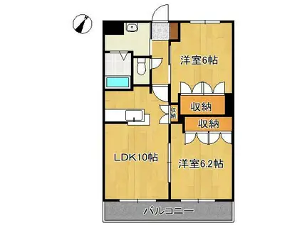 サザンクロス(2LDK/2階)の間取り写真