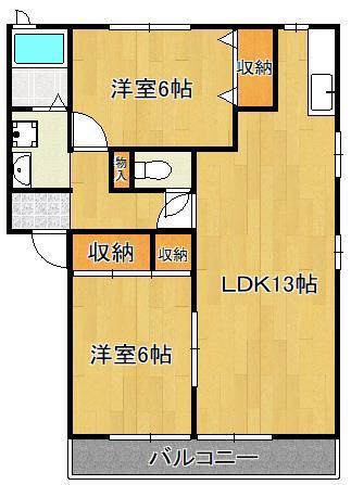 スターブル曽根A棟(2LDK/2階)の間取り写真