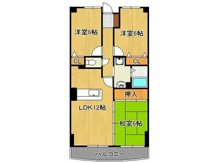 カサブランカ・フィールド(3LDK/7階)の間取り写真