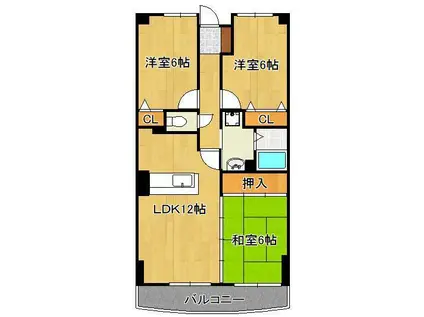 カサブランカ・フィールド(3LDK/2階)の間取り写真