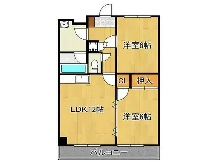 エクセル安部山(2LDK/6階)の間取り写真