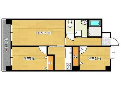 ソレアード苅田(2LDK/12階)の間取り写真