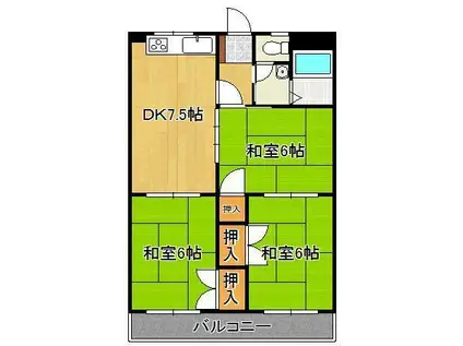 PLイースト曽根(3DK/2階)の間取り写真