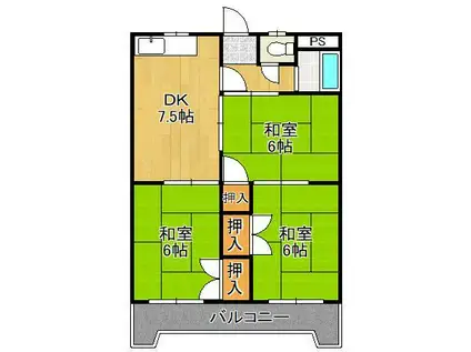 PLイースト曽根(3DK/3階)の間取り写真