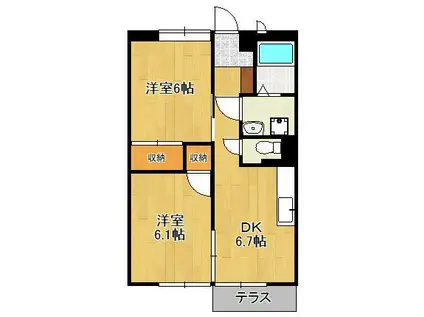 サンヒルズ長野(2DK/2階)の間取り写真