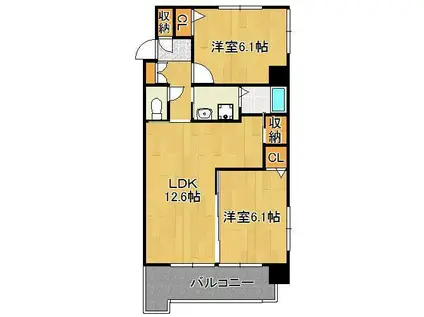 ニューアンジュ(2LDK/7階)の間取り写真