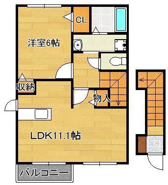 ソレイユ元町Ⅲ(1LDK/2階)の間取り写真