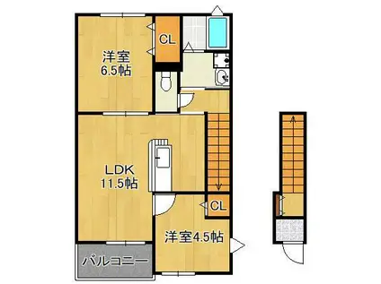 エルメゾンOGURA(2LDK/2階)の間取り写真