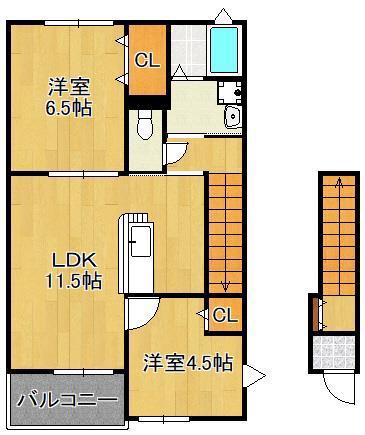 エルメゾンOGURA(2LDK/2階)の間取り写真