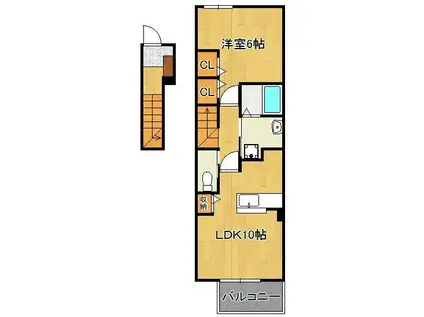 シエロ.ガーデン.ツダC(1LDK/2階)の間取り写真