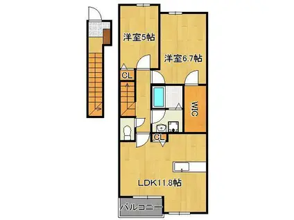 リアルエステートⅩⅡ(2LDK/2階)の間取り写真