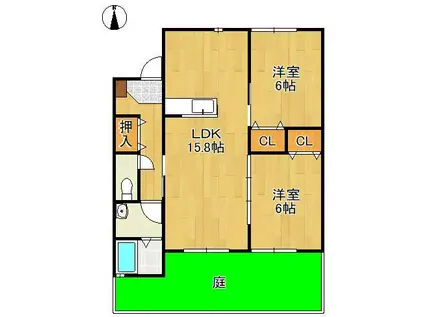 FLOURISH(2LDK/1階)の間取り写真