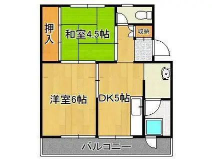 ビレッジハウス小倉南 1号棟(2DK/1階)の間取り写真