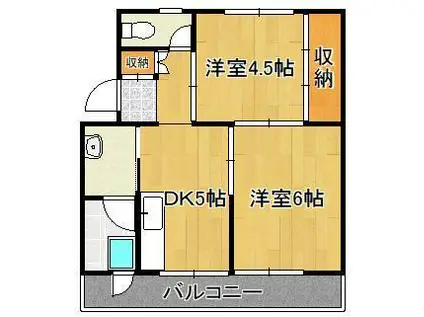 ビレッジハウス小倉南 1号棟(2DK/2階)の間取り写真