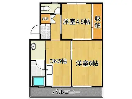 ビレッジハウス小倉南2号棟(2DK/5階)の間取り写真