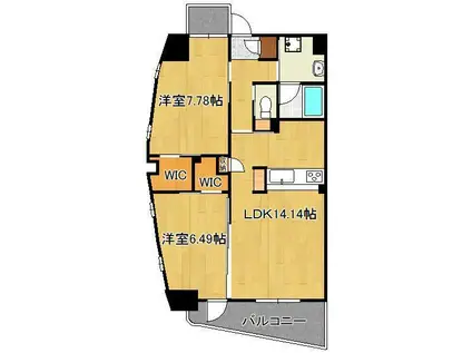 ラフィーネ上葛原(2LDK/8階)の間取り写真