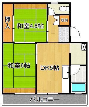 ビレッジハウス苅田1号棟(2DK/1階)の間取り写真
