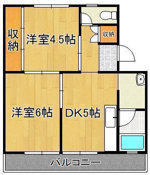 ビレッジハウス苅田1号棟(2DK/5階)の間取り写真