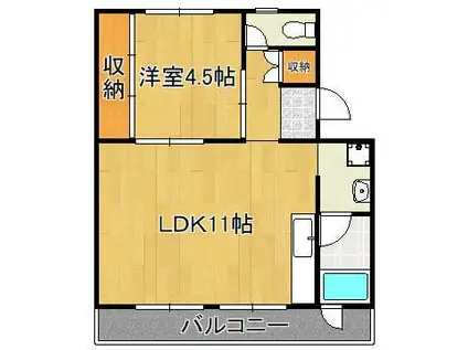 ビレッジハウス苅田3号棟(1LDK/5階)の間取り写真