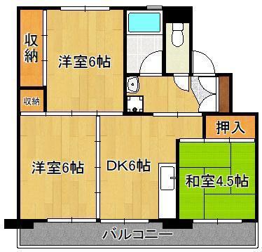 ビレッジハウス片島1号棟(3DK/4階)の間取り写真