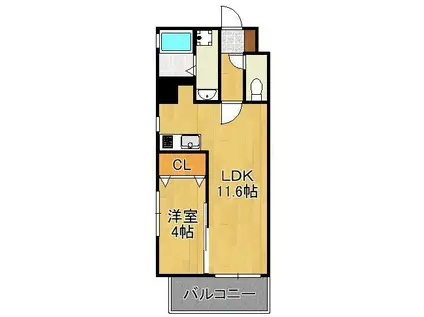 ニューアンジュ下曽根(1LDK/3階)の間取り写真