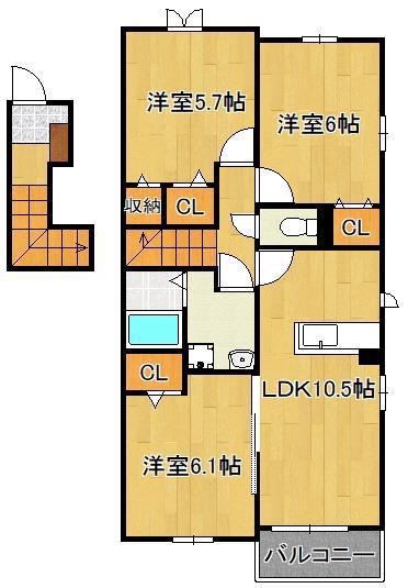 ル・シアン サキタ(3LDK/2階)の間取り写真