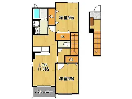 サニータウン曽根B棟(2LDK/2階)の間取り写真