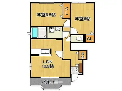 クリスマスローズⅡ(2LDK/1階)の間取り写真