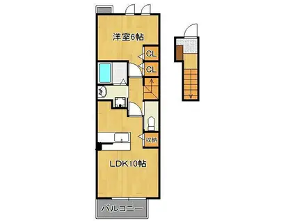 J・サクレ葛原Ⅱ(1LDK/2階)の間取り写真