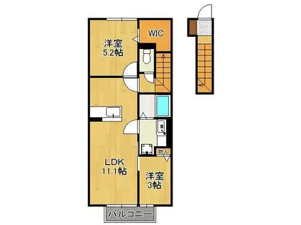 セジュール朽網Ⅱ(2LDK/2階)の間取り写真