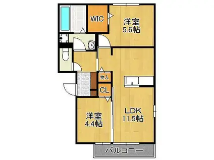 メゾン・ラフィーネ A棟(2LDK/2階)の間取り写真