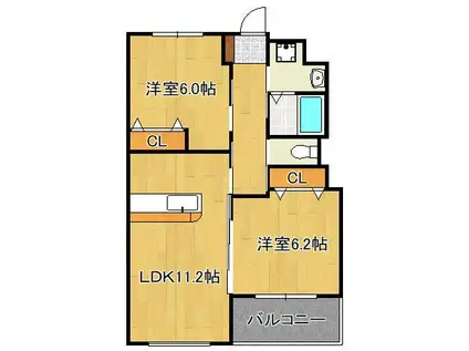 LUNA SOLEIL(2LDK/3階)の間取り写真