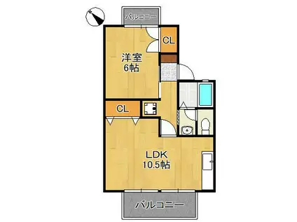 ラナイインA棟(1LDK/1階)の間取り写真