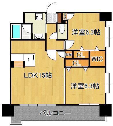 グランヒルズ行橋(2LDK/5階)の間取り写真