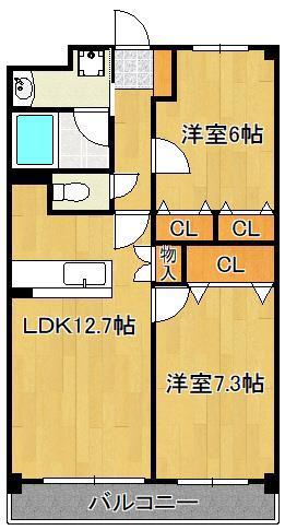 ソシア嶋田(2LDK/3階)の間取り写真